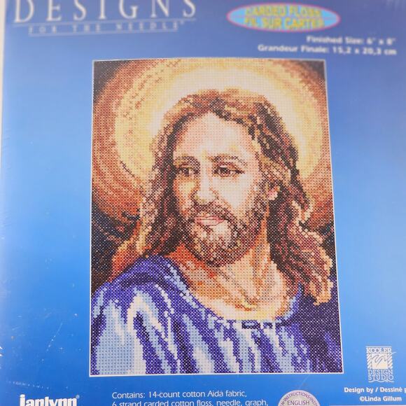 Cross Stitch Kit Jesus Portrait of Christ 6x8 Sealed 2006 Linda Gillum Janlynn - Picture 13 of 14